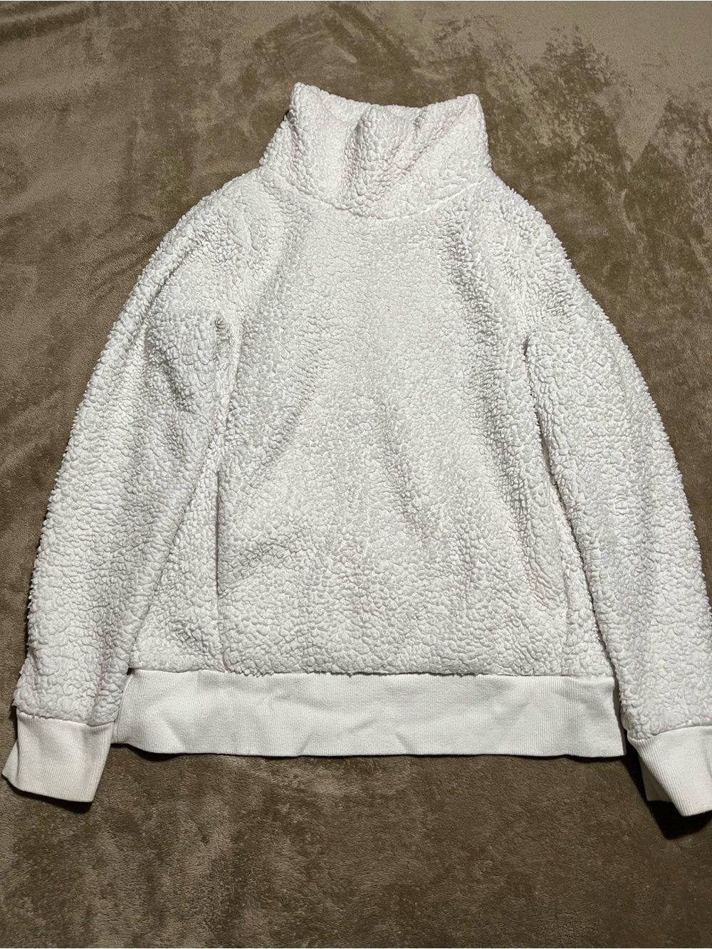 Cozy White Sherpa Funnel Neck Sweater-S